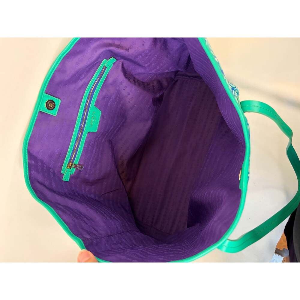 Liberty of London Iphis Marlborough Tote Bag in Aqua Turquoise Green Large FLAW - Picture 10 of 12